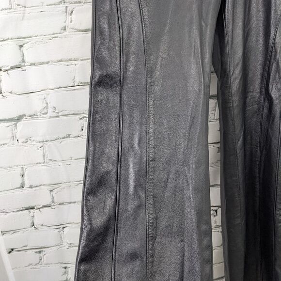 Vintage Black leather flared leg pants cuir Dimitri size 12 - Picture 9 of 9